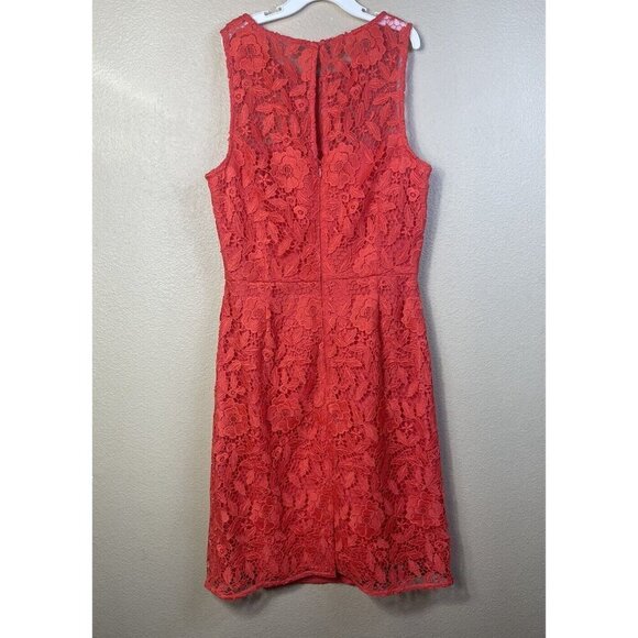 J Crew Collection Poppy Coral Floral Lace Sheath Dress Sz 2 Sleeveless Cocktail - Picture 2 of 7